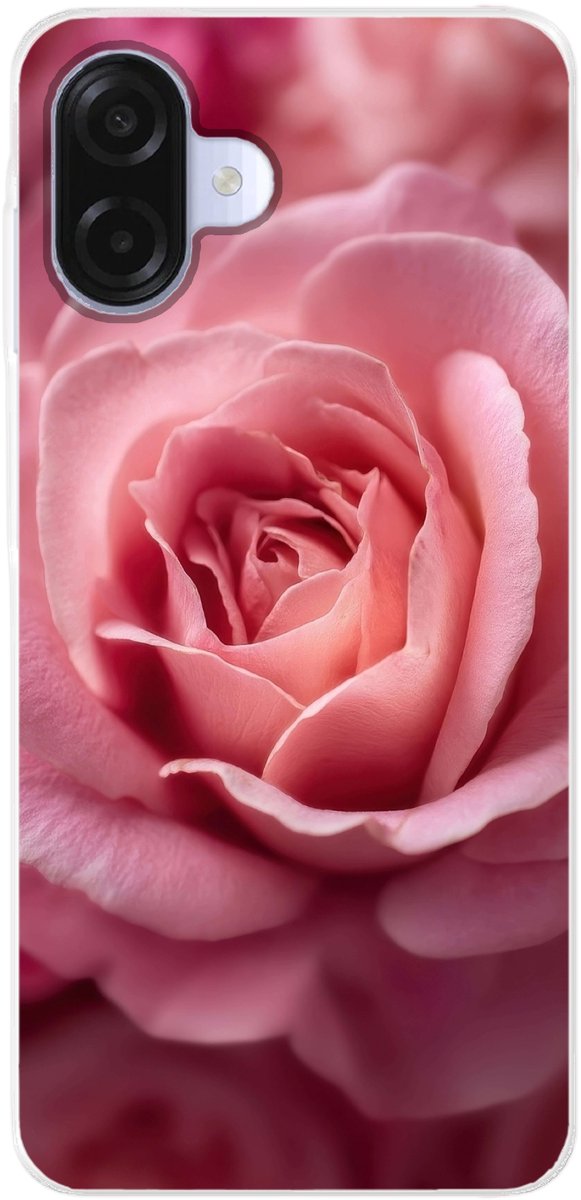 Telefoonhoesje Geschikt voor Samsung Galaxy A07 hoesje - Roze - Roos - Romantisch - Siliconen Telefoonhoesje Telefoonhoesje