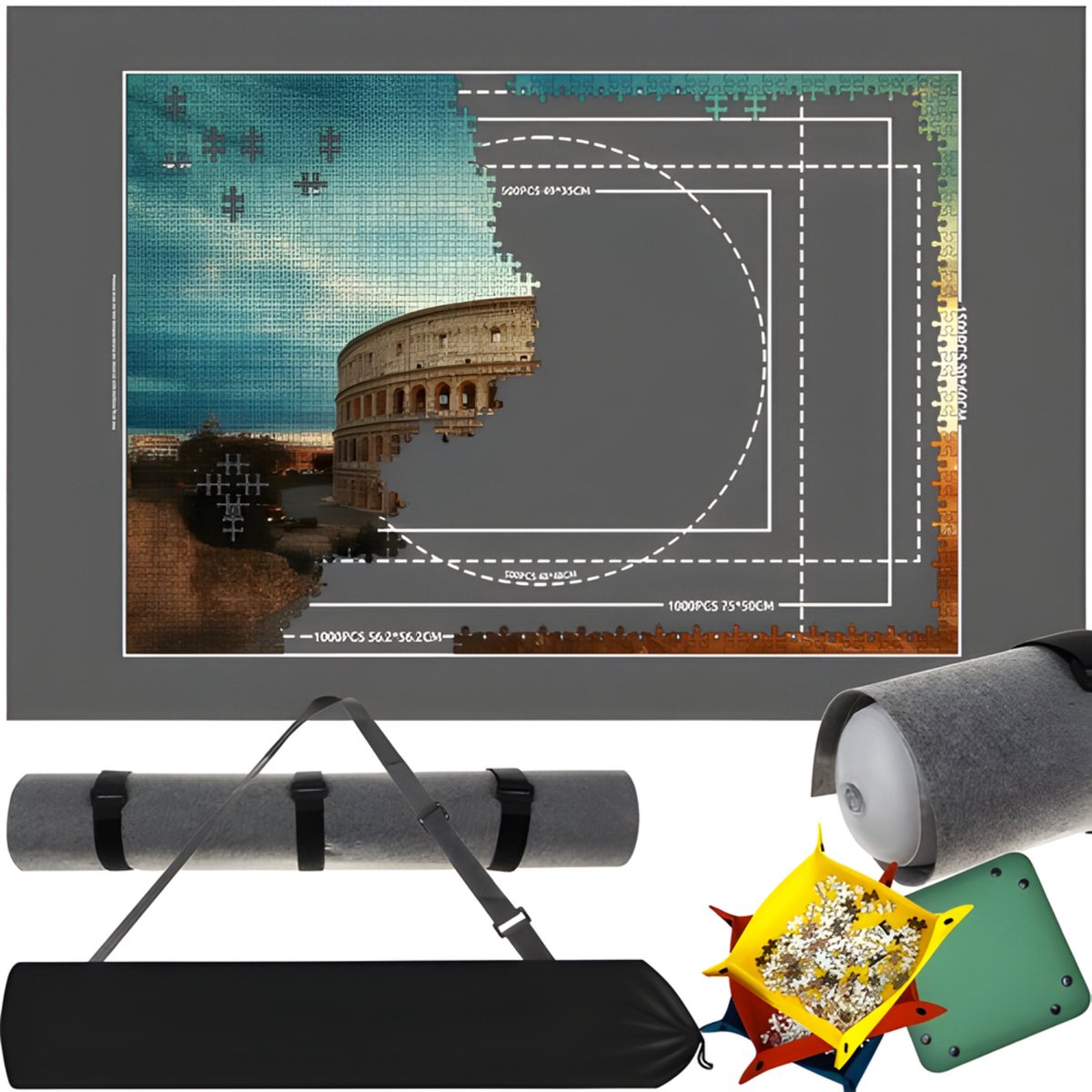 Bol.com Malatec Puzzelmat - Opbergmat met hoes en draagtas - 115 x 67 cm aanbieding