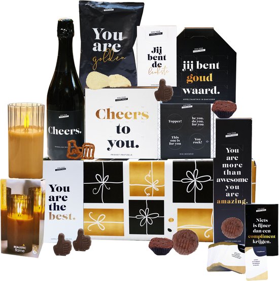 Coffret cadeau de Noël - Vous êtes Gold - Avec bougie LED et produits délicieux et inspirants