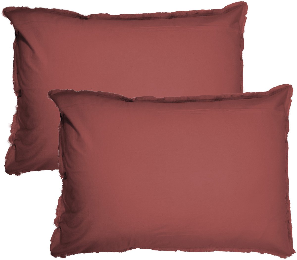 Matt & Rose Set Kussenslopen Bordeaux Rood - 50 x 70 cm - Gewassen Katoen