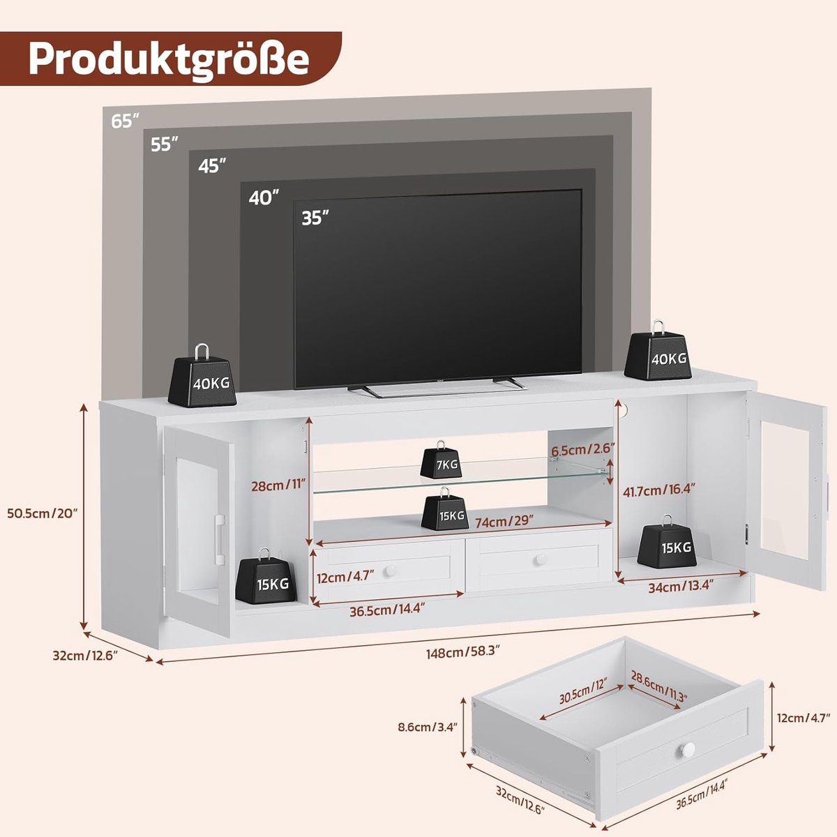 Moderne RGB Gaming TV-Kast 148 - TV-Kast 148 cm voor 55-65 - Medahomestore