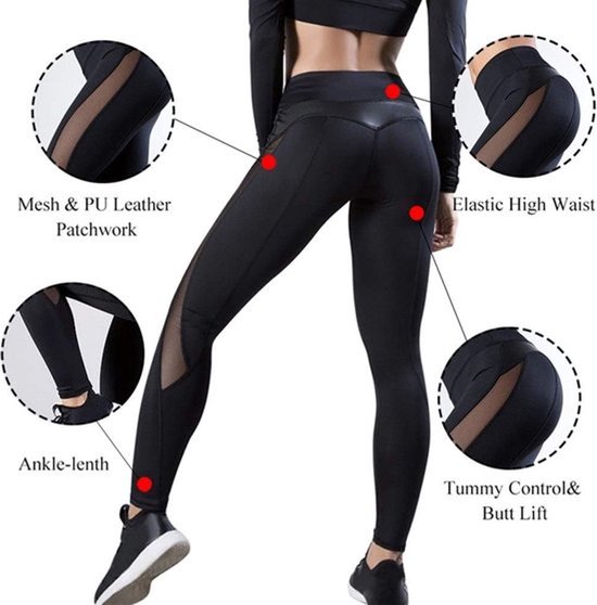 Sexy yoga broek - Sportlegging - Yoga - mesh naadloze - Fitness Gym - Scrunch Butt - Dames Legging - Sportkleding broek - Fashion legging - Broeken - High Waist - zwart -M maat — afbeelding 4