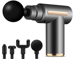Mini spiermassagepistool - Ultrastille massagepistool - 6 snelheden - 4 massagekoppen - LCD-scherm - Draagbare elektrische massage-apparaat - Verlicht spierpijn -13*13.3*5cm-Grijs