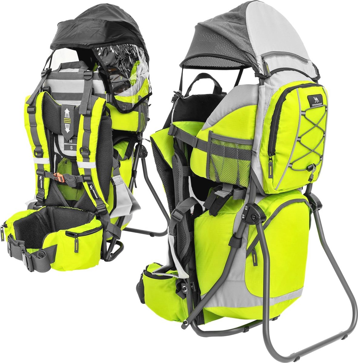Wandelrugdrager voor Kinderen tot 22 kg met Zonnedak en Regenhoes – Ergonomisch Opvouwbaar Frame