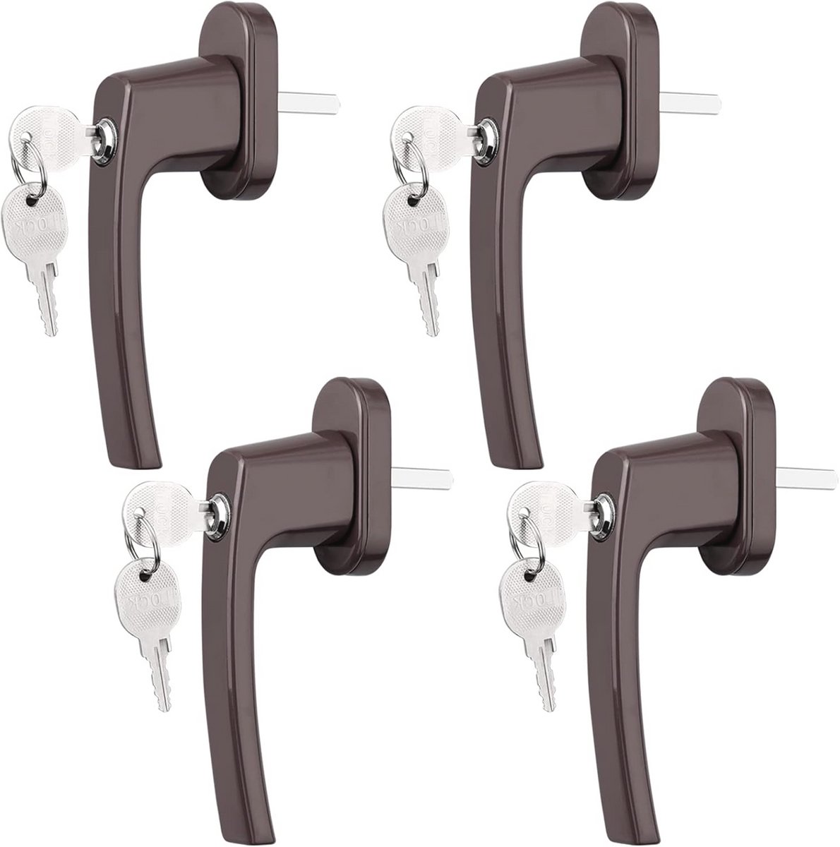 AUTOUTLET 4 pcs Aluminium Raamhendel Kinderslot Deurslot Balkondeur Bruin