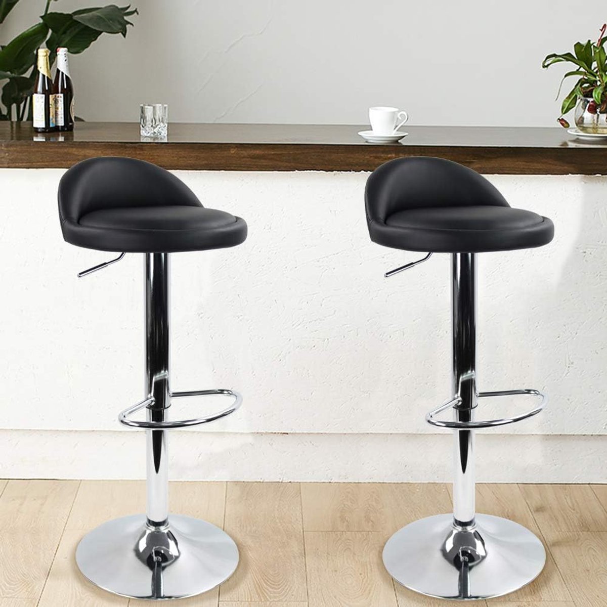 Set van 2 Design Barkrukken met Rugleuning - Barkruk 60–80 cm – Draaibare - Medahomestore