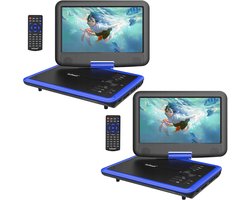 ieGeek IK-902 11" Portable dvd speler met 9" groot HD-draaischerm, 6 uur oplaadbare batterij, ondersteuning voor USB/SD-kaart/Sync TV en meerdere schijfformaten, geen regiobeperking, luidspreker met hoog volume, blauw - 2 stuks