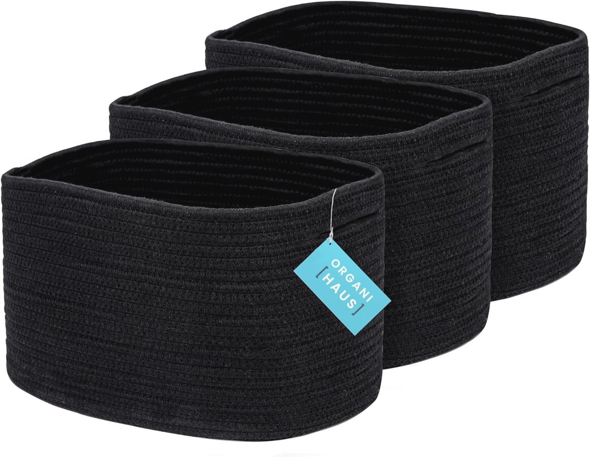 3 Zwarte Opbergdozen voor Badkamer en Kleding - Organizer