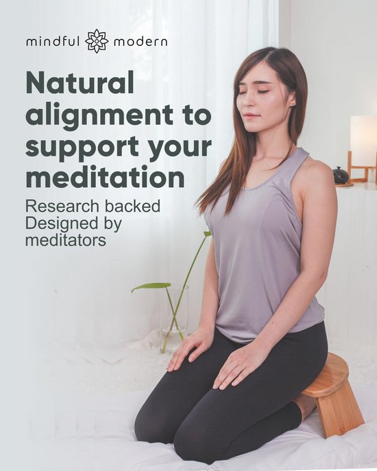 Ergonomische Opvouwbare Meditatiebank voor Zen-Meditatie en Yoga - Bamboe met Zacht Kussen van Merkloos — afbeelding 4
