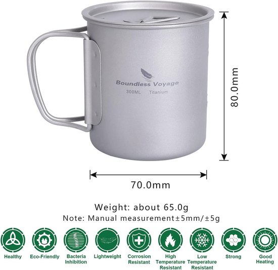 Titanium Outdoorpan Met Deksel - 750ml, 800ml, 1100ml, 1300ml - Inklapbaar Handvat Voor Kamperen en Wandelen — afbeelding 3
