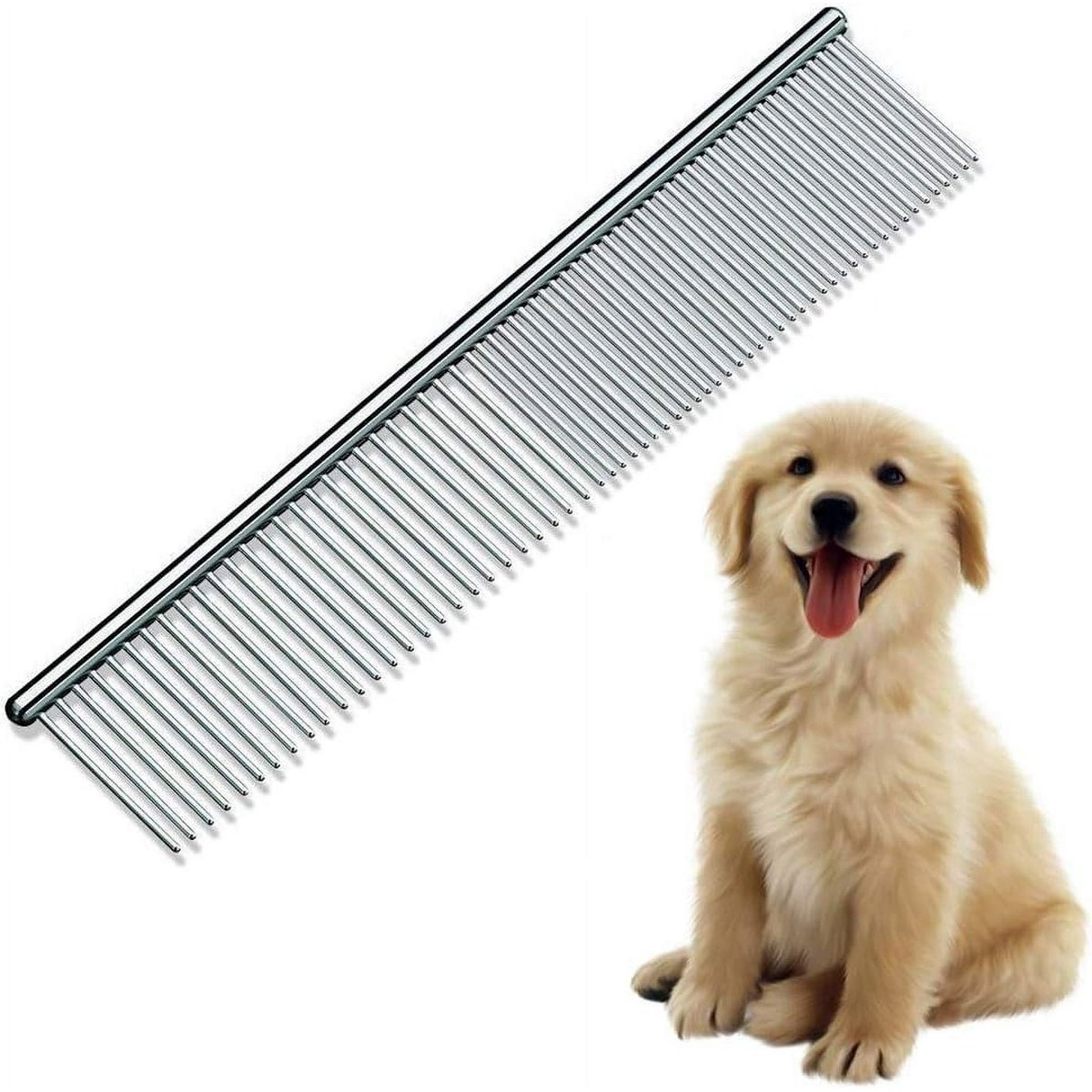 Hondenkam Langhaar Kortharig - Kattenkam - Klittenkam Hond/Kat -Anti-klit kam - Pijnloos - Roestvrijstaal - Huisdiervriendelijk - Metalen kam fijn/grof -19 cm lang x 4 cm breed - 1st