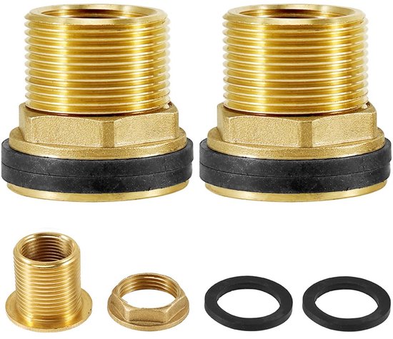 Pack of 2 Container Screw Connection, Brass Rain Barrel Feed, 1 1/4 ...