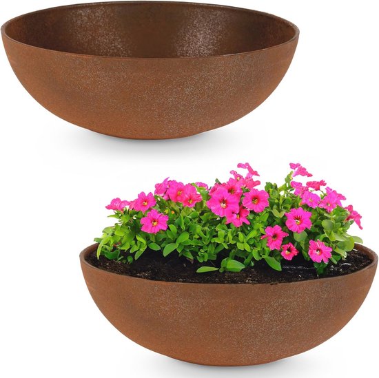 Olly & Rose Barcelona Keramische Plant Pot Set 2 - Gouden Bloempotten - Indoor & Outdoor Plantenbakken Huis en Tuin Decor (Goud, 14cm 17,5 cm