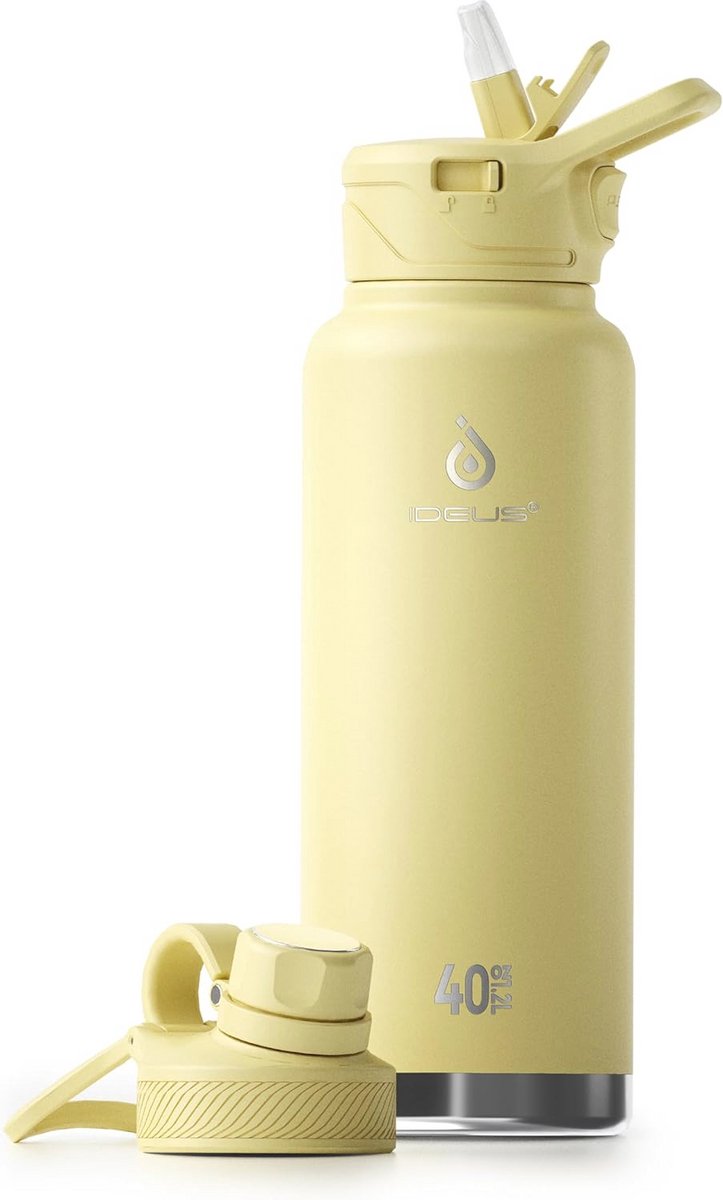 Vacuüm Geïsoleerde Waterfles 1140 ml - Dubbelwandige Roestvrijstalen Sportfles - Lekvrije Schroefdop - Lichtgeel