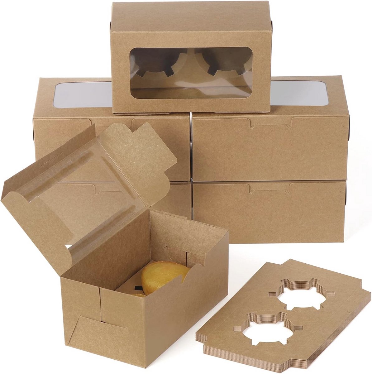 50 Stuks Cupcake Dozen met Venster - Voor Muffins, Taarten en Desserts