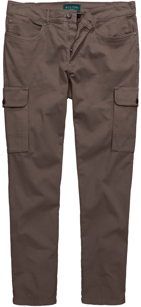 Boston Park - Heren - Cargobroek keperstof Straight Fit - Donkerbruin - Maat 52