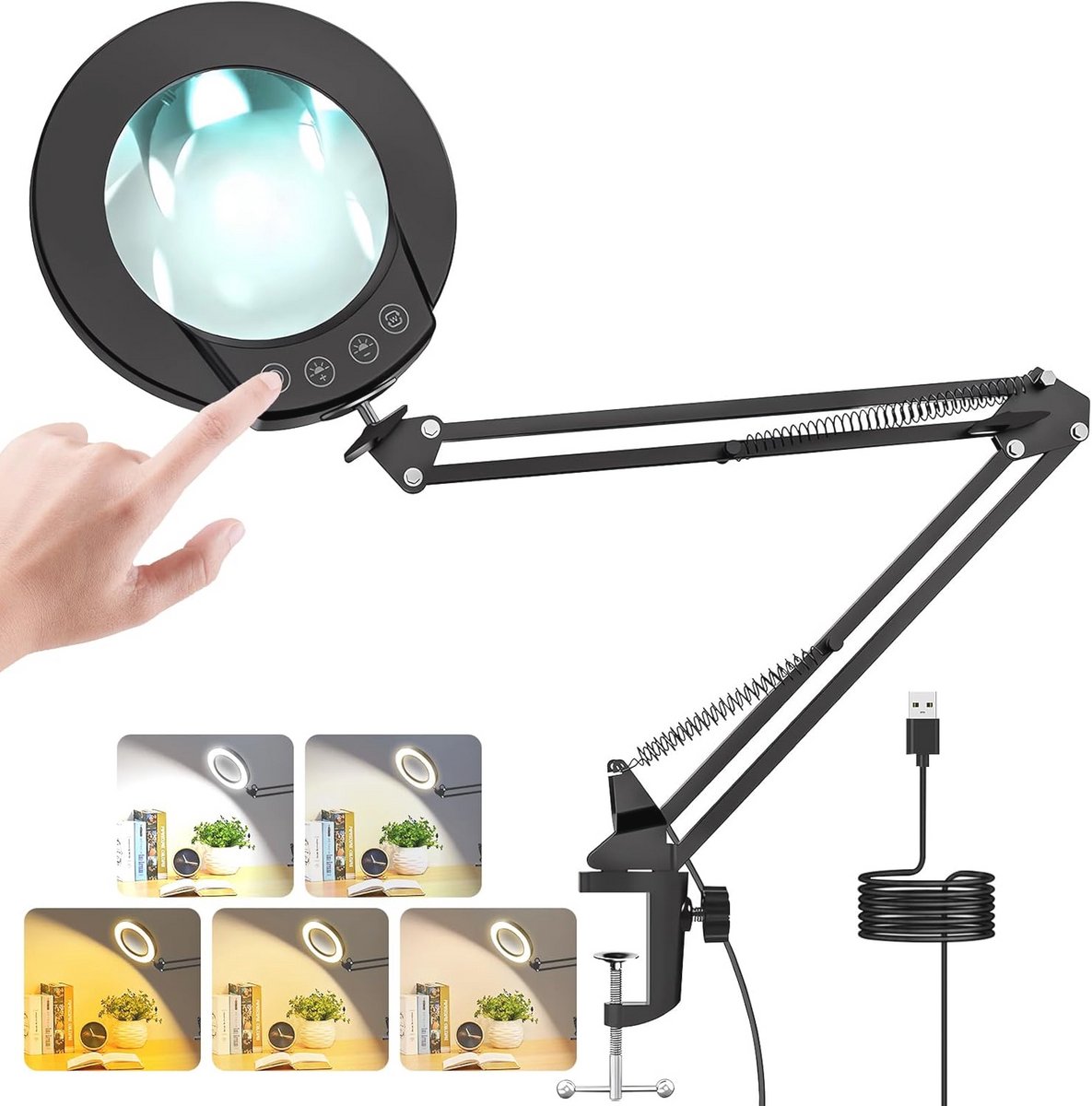 Cadrim LED vergrootglas met licht en standaard