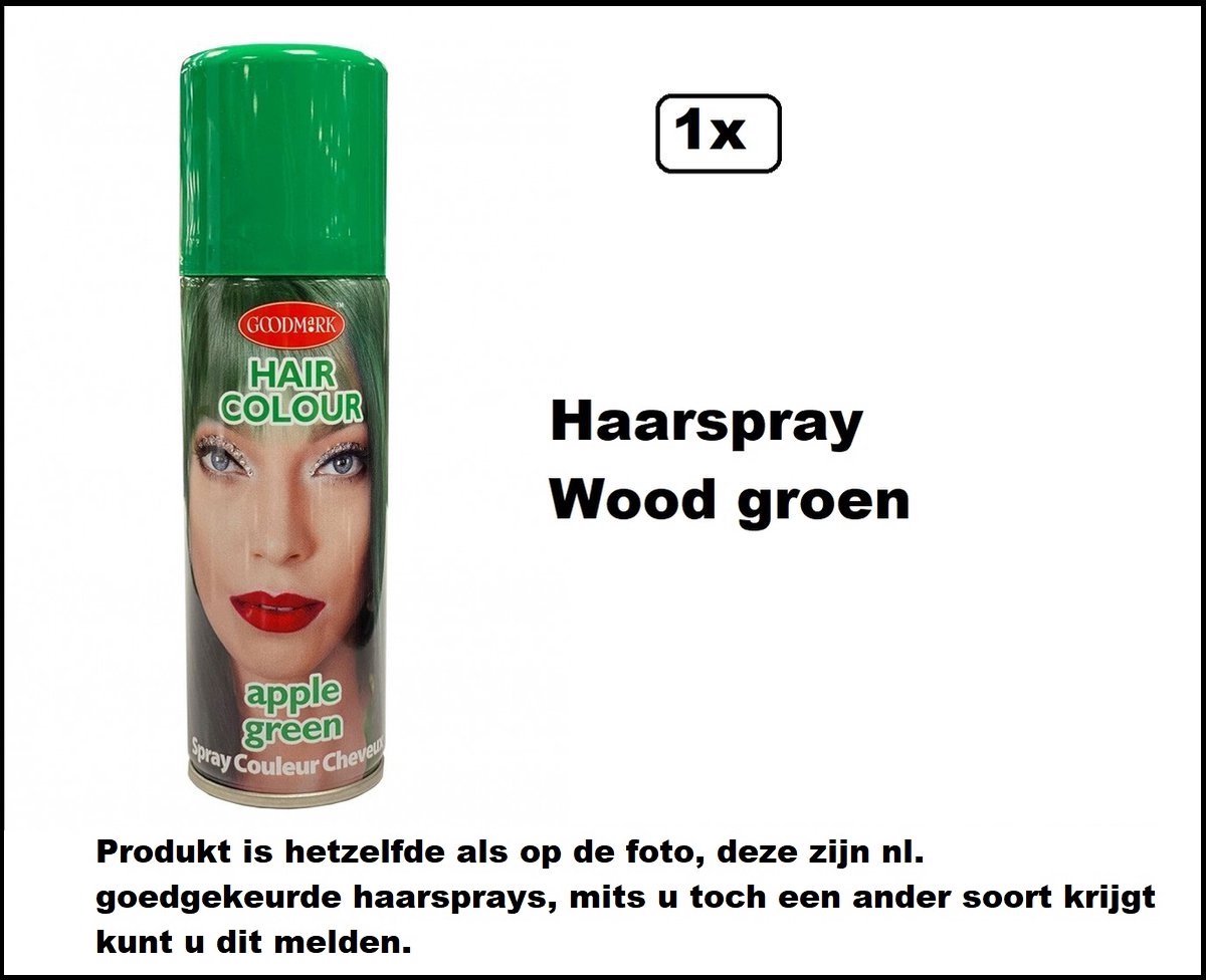 Haarverf /haarspray groen 125 ml - wood groen - Festival thema feest party verjaardag carnaval