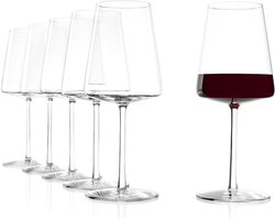 Rode Wijnglazen Power Set van 6, 520ml – Premium Wijnglazen voor Krachtige Wijnen – Moderne Wijnglazen met Hoekig Ontwerp – Vaatwasser- & Schokbestendig