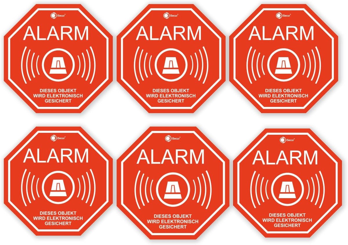 Alarmstickers Set 6-delig Waterbestendig voor Binnen Plakken - 5x5 cm