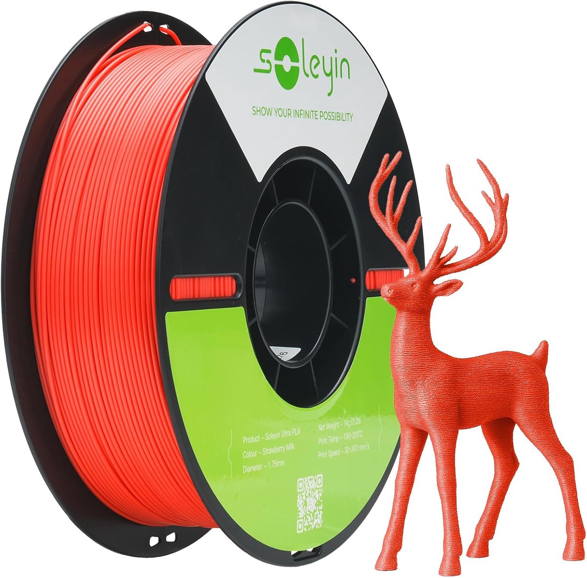 Creality Ultra PLA Filament - rood - 1,75 mm - 1 kg - Hoge Snelheid 30-300 mm/s - Environmentally Friendly - Voor de meeste 3D-printers Creality Ender K1, K1C, K2 Plus - 3D Printing Consumables - Strawberry Cream Red
