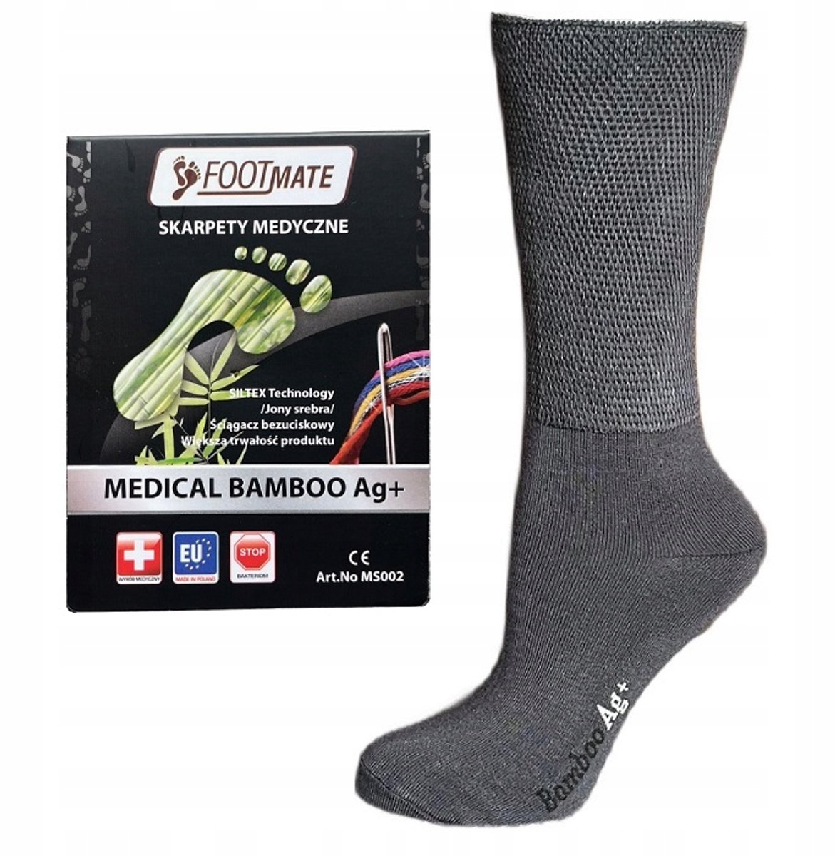 FootMate Bamboe Sokken met Zonder Druk Antibacterieel Grijs