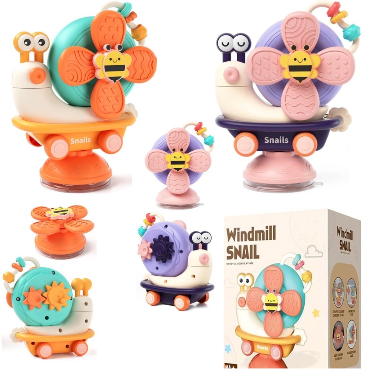 Kraftverdia - Montessori Sensorisch Speelgoed - Zuignap speelgoed - Geschikt voor kinderstoelen - Geschikt voor baby's vanaf 1 jaar - Oranje、Paarse two-pack -2 pack -Educatief speelgoed voor baby's -Baby troost speelgoed -Cadeaus geschikt voor baby's