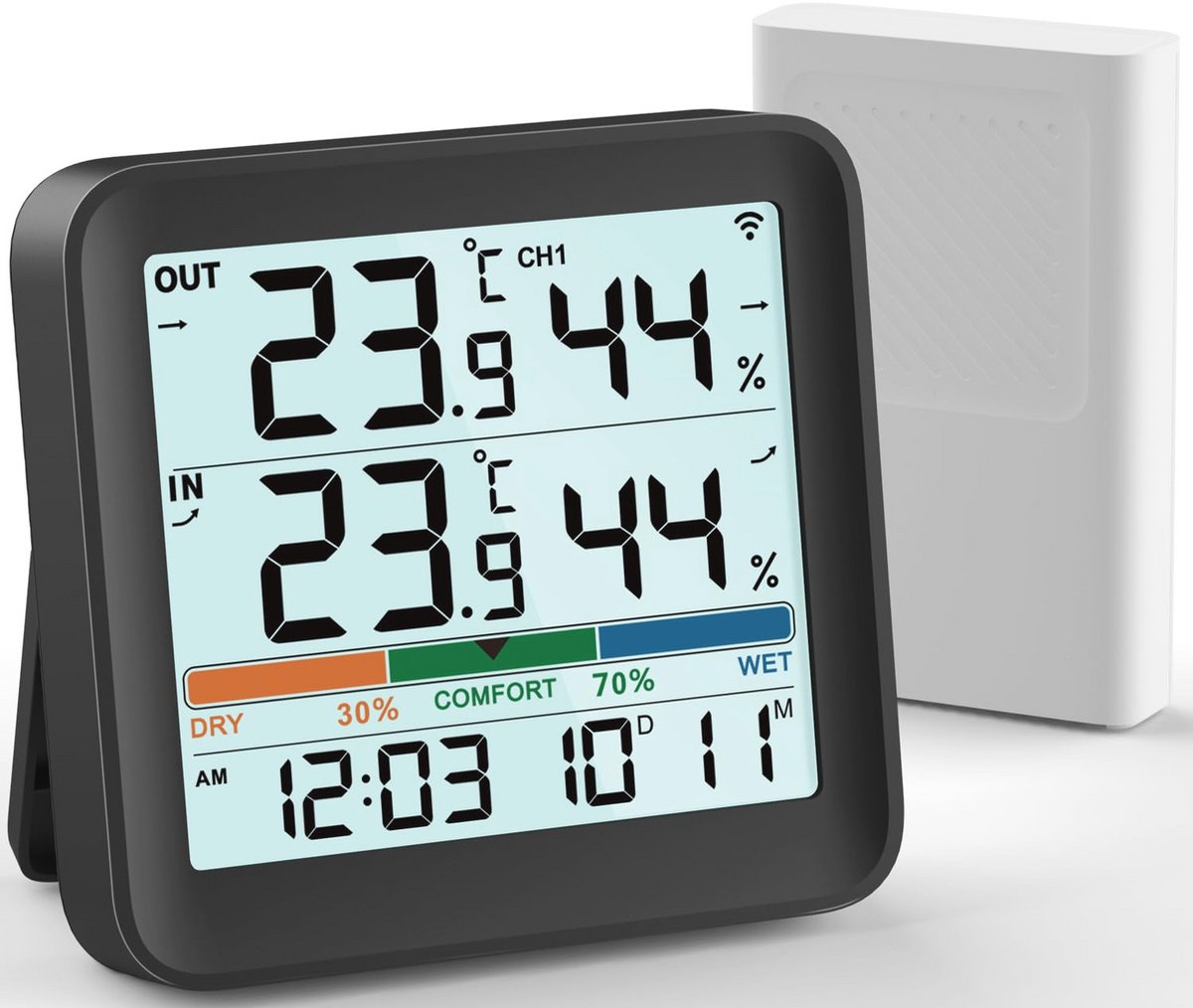 Digitale Thermometer en Hygrometer met LCD Achtergrondverlichting voor Binnen en Buiten