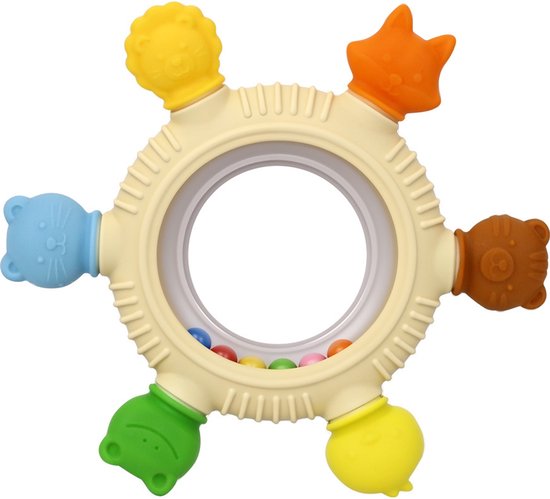 Venditer Siliconen babyrammelaar kip bijtring baby, sensorische bijtring speelgoed, babyspeelgoed, siliconen bijtring, motoriek speelgoed, Montessori speelgoed, rammelaar baby blauw