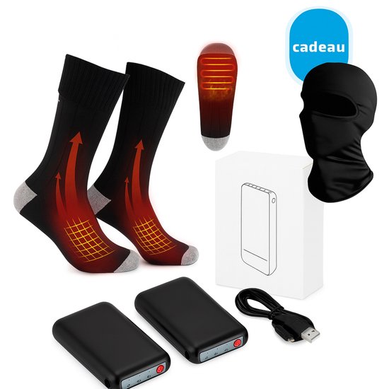 IMENGINE Verwarmde Sokken + Gratis Bivakmuts – Elektrische & Oplaadbare Warmtesokken – Unisex – 3 Warmtestanden – Perfect voor Wandelen, Skiën, Fietsen, Kamperen & Wintersport