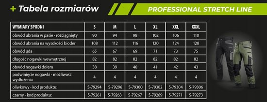 Pantalon de travail STRETCH LINE taille L STALCO PERFECT S-79300 Kaki