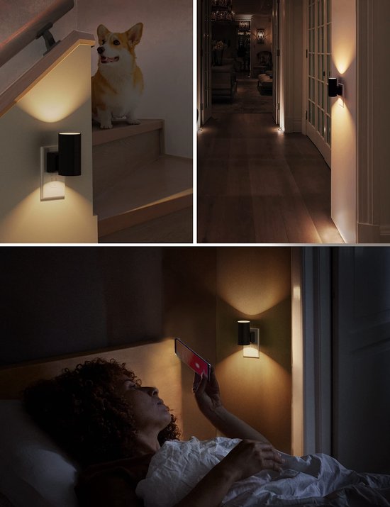 2-stuks LED Nachtlampje - Tafellamp slaapkamer - Night Light Plug in Wall - Plug in Night Light for Hallway - Met lichtsensor - Dimbaar - 1W - Monochrome warm light - Geschikt voor slaapkamers, badkamers, gangen, toiletten, trappen - Wit van Merkloos — afbeelding 4