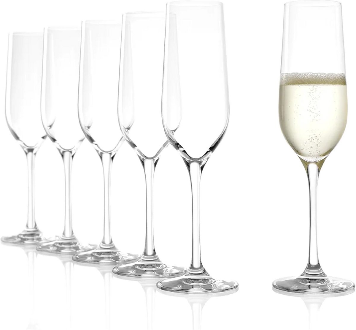 Champagneglazen Set van 6 - Elegante Flûtes voor Prosecco en Mousserende Wijn - Vaatwasserbestendig en Duurzaam
