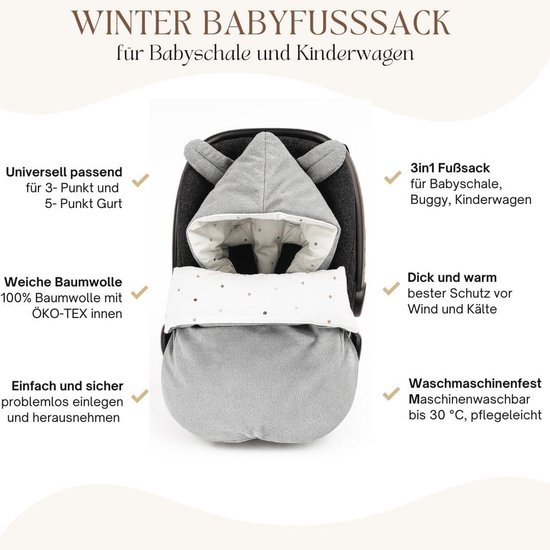 Winter voetenzak voor baby - Universele warmhoudsysteem voor kinderwagen en autostoel - Ideaal voor herfst en winter — afbeelding 5