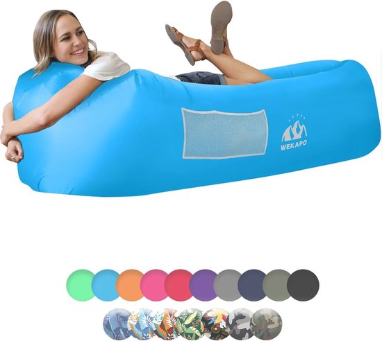 SHENKEY Opblaasbare bank, waterdichte luchtbank met draagbaar pakket, opblaasbare ligbank voor reizen, tuin, camping en toerisme