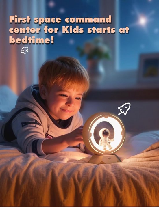 Astronaut Nachtlampje voor Kinderen - Oplaadbare Dimbare Ruimte Nachtlamp met 12 Niveaus Koud en Warm Licht — afbeelding 3