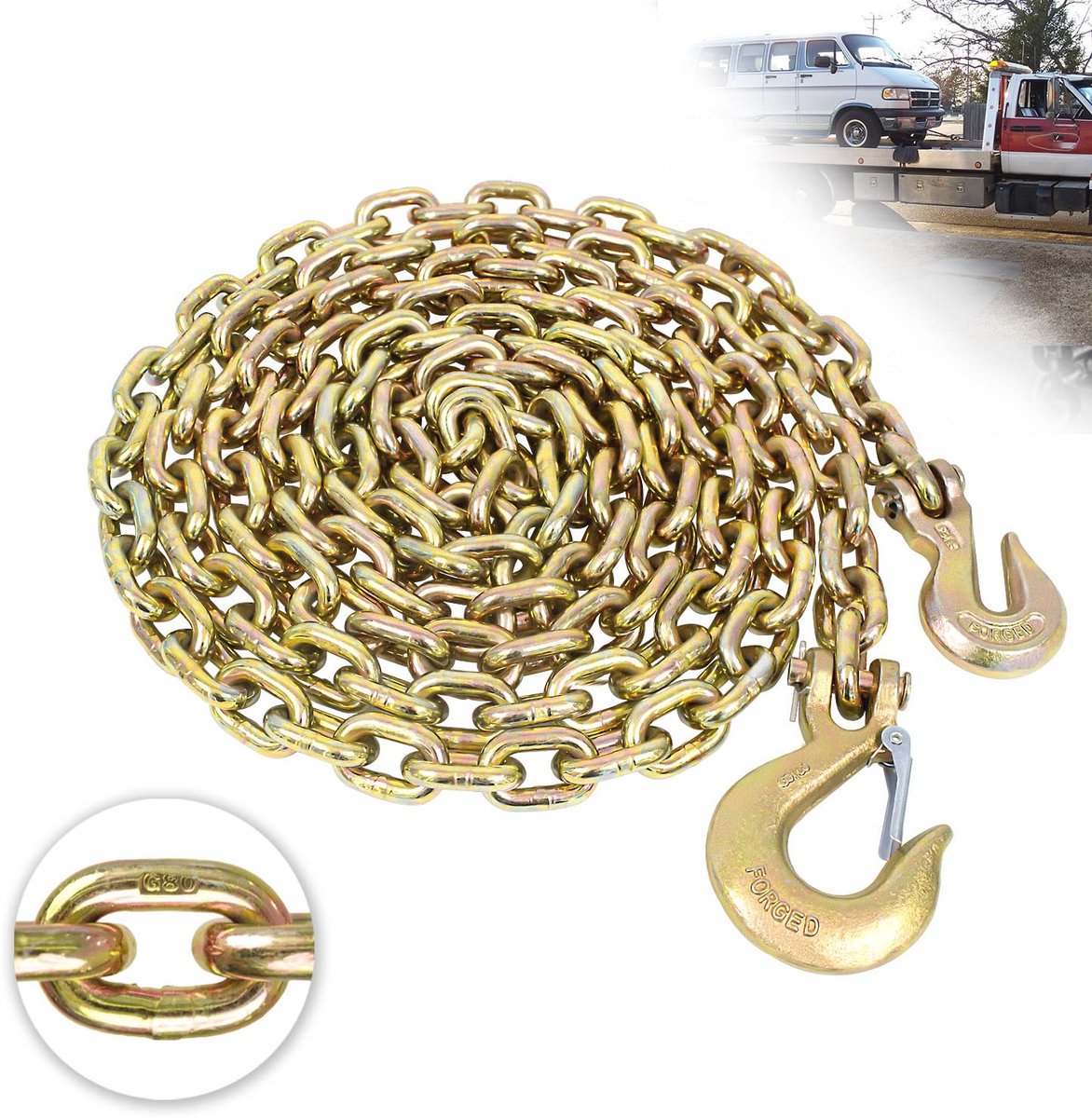 Zware ketting transportband 3/8 inch x 8 voet met grijper en draaghaken