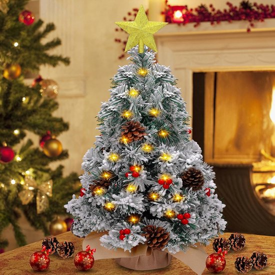 Excellent Trees® Jarbo Mini Kerstboom 60 Cm Met Batterij Verlichting Kunstkerstboom Kant En Klaar Met Verlichting Hoogwaardig Pvc 35 Led Lampjes