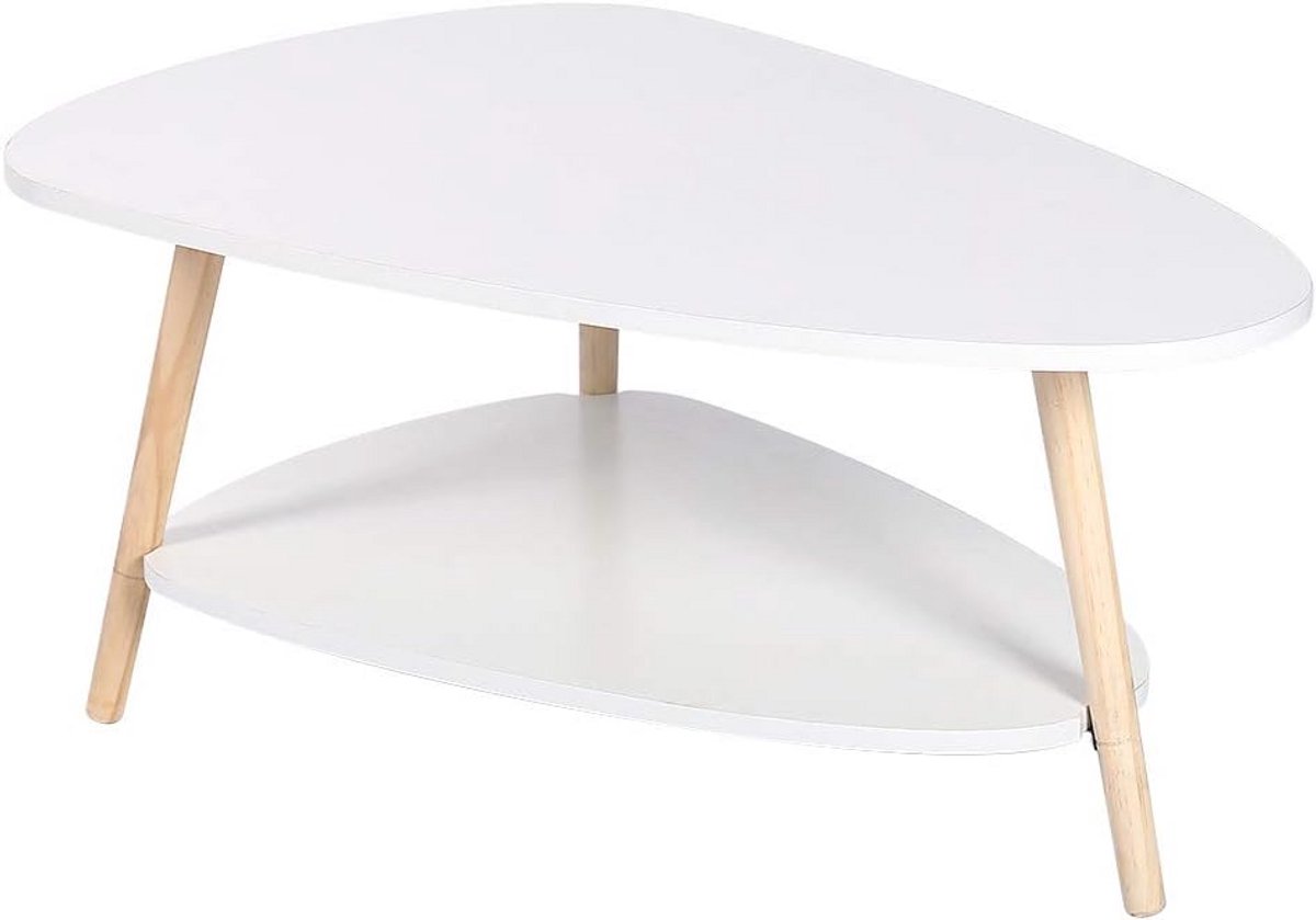 Moderne ovale salontafel met houten poten - Minimalistisch design en opslagfunctie - 90 x 60 x 40 cm