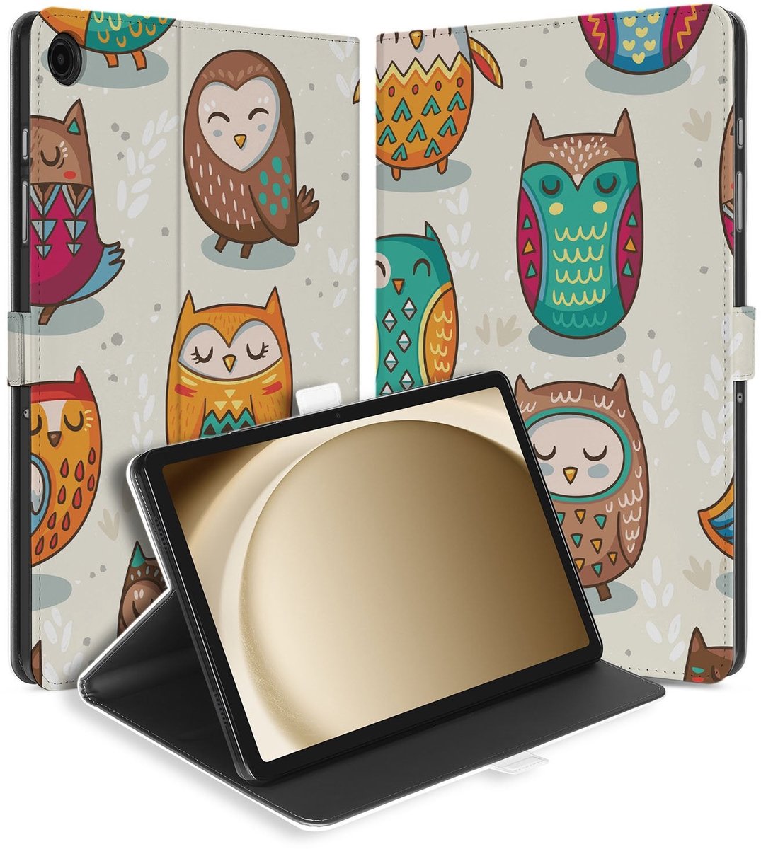 Book Case Hoesje met Standaard Vrolijke Uilen Samsung Galaxy Tab A11 Plus