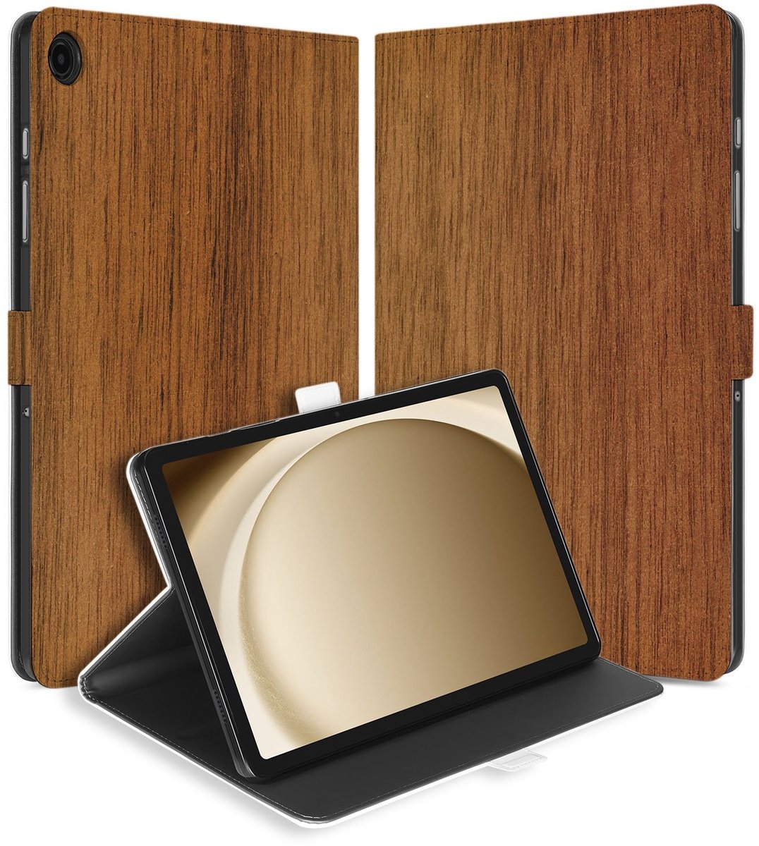 Samsung Galaxy Tab A11 Plus Book Case Hoesje met Standaard Donker Hout
