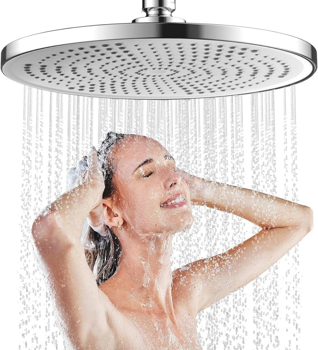 Grote Ronde Hoofddouche 25 cm - Vaste Regendouche met 360 Graden Verstelling en Waterbespa