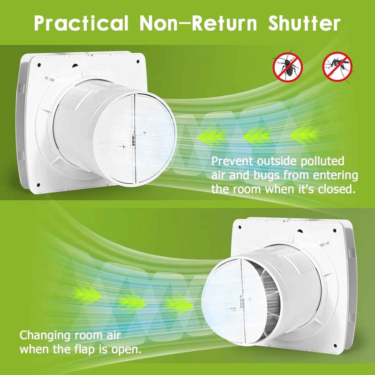 Stille Badkamer Ventilator 100mm met Terugslagklep - 12W Wandventilator voor Keuken, Badkamer, Toilet, Serre en Garage - IPX4