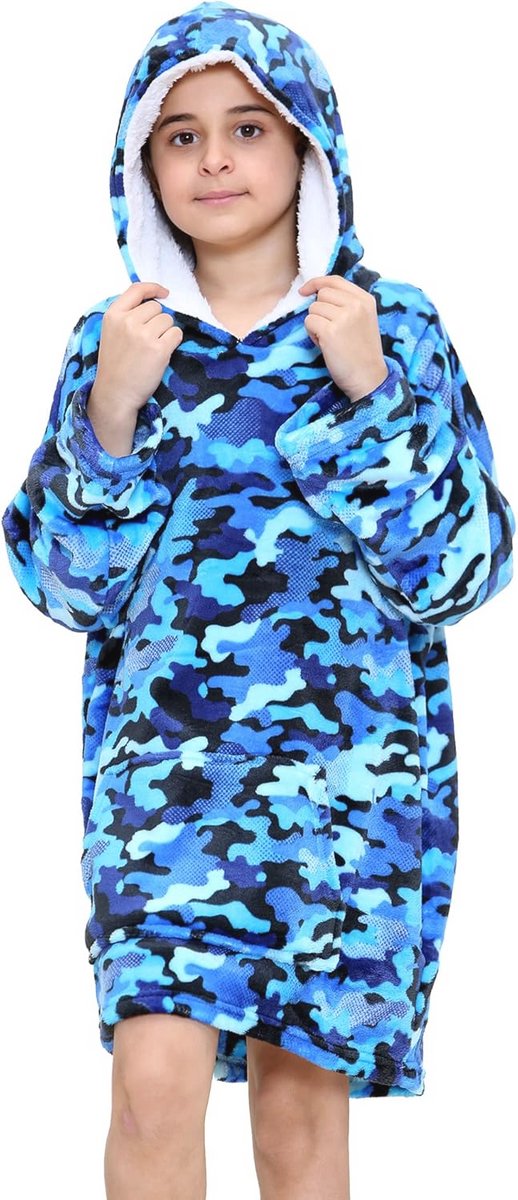 Overmaat Hoodie Deken voor Kinderen - Super Zacht Fleece met Kangoeroe Zak