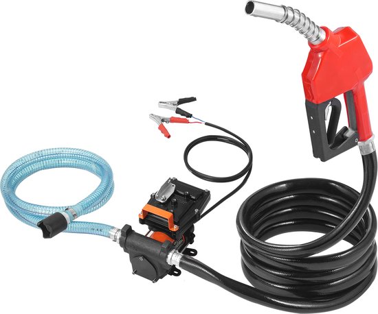 Pompe de transfert de carburant VEVOR, 12V DC 15 GPM 1/4 HP, pompe de transfert diesel électrique portable avec pulvérisateur de carburant à fermeture automatique, tuyau d'entrée et de sortie long pour essence, diesel, kérosène, mélanges de méthanol