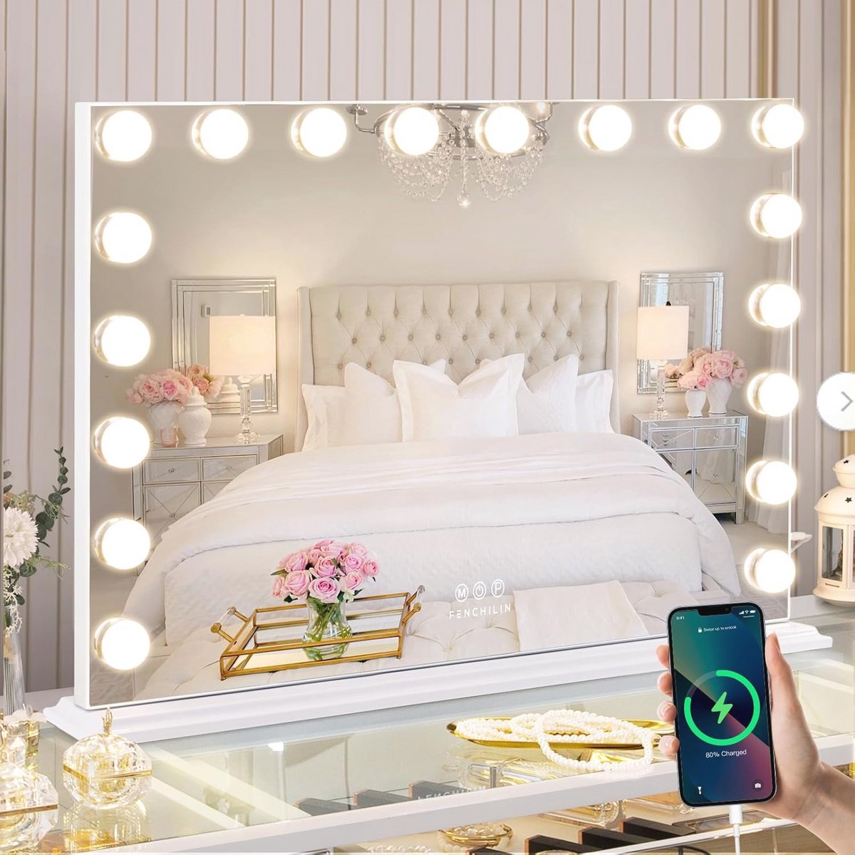 Hollywood Make-up Spiegel met Verlichting en Dimmable LED Lampen
