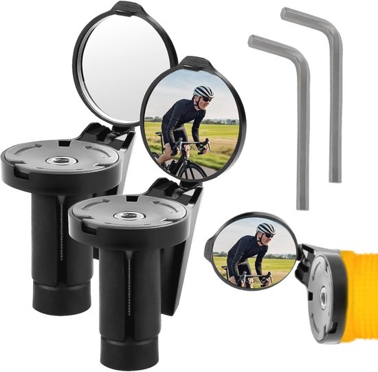 THE BEAM - CORKY PERFORMANCE Fietsspiegel - Inklapbare achteruitkijkspiegel fiets - Convex lens met 360 graden rotatie
