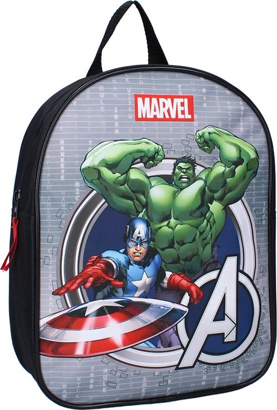 Marvel Avengers Rugzak, schooltas, voor kinderen, jongens, officieel fanartikel (Zwart Aop