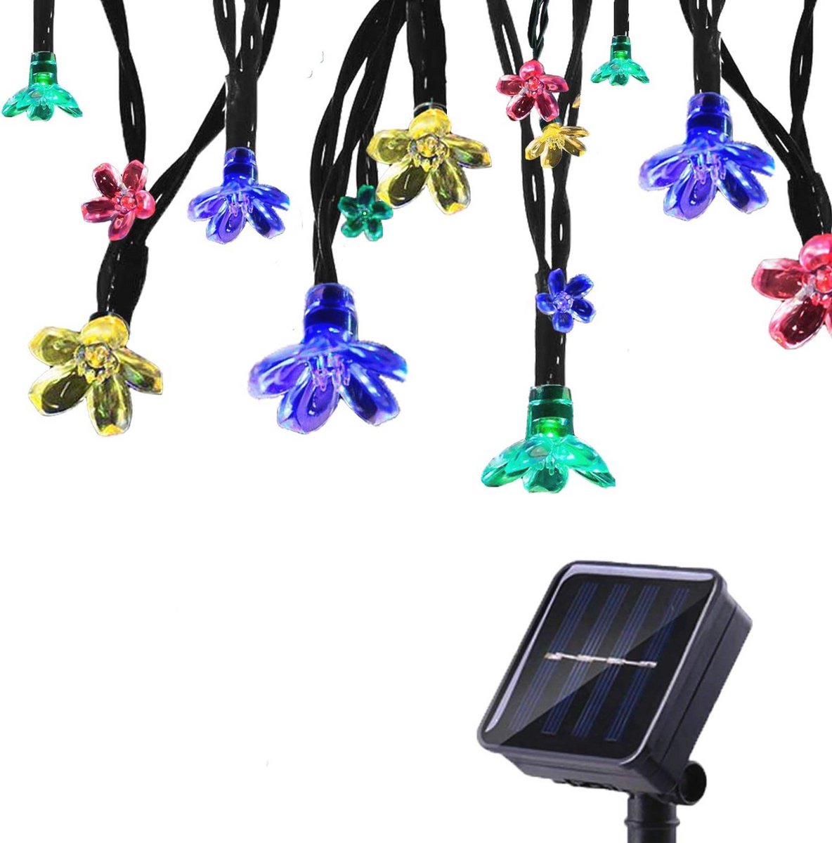 Tuinverlichting op Zonne-energie met Bloemen – Waterdichte 7m Lichtslinger met 50 LED en 8 Modi voor Buiten en Terras