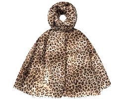 Lange Dunne Sjaal - Panterprint - (25011#) - Camel